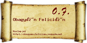 Obagyán Felicián névjegykártya